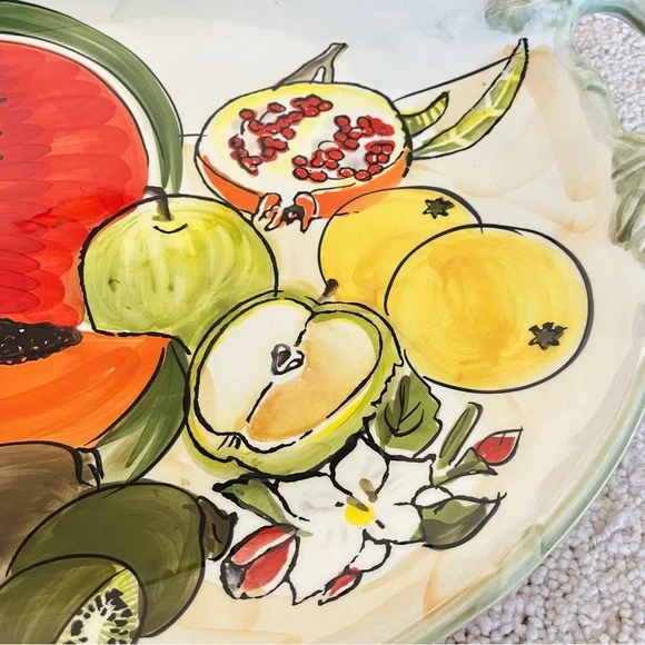 Vintage CWC Fruit Platter 26”x18” Ceramic Plate Made‎ in Italy EUC - Picture 8 of 9